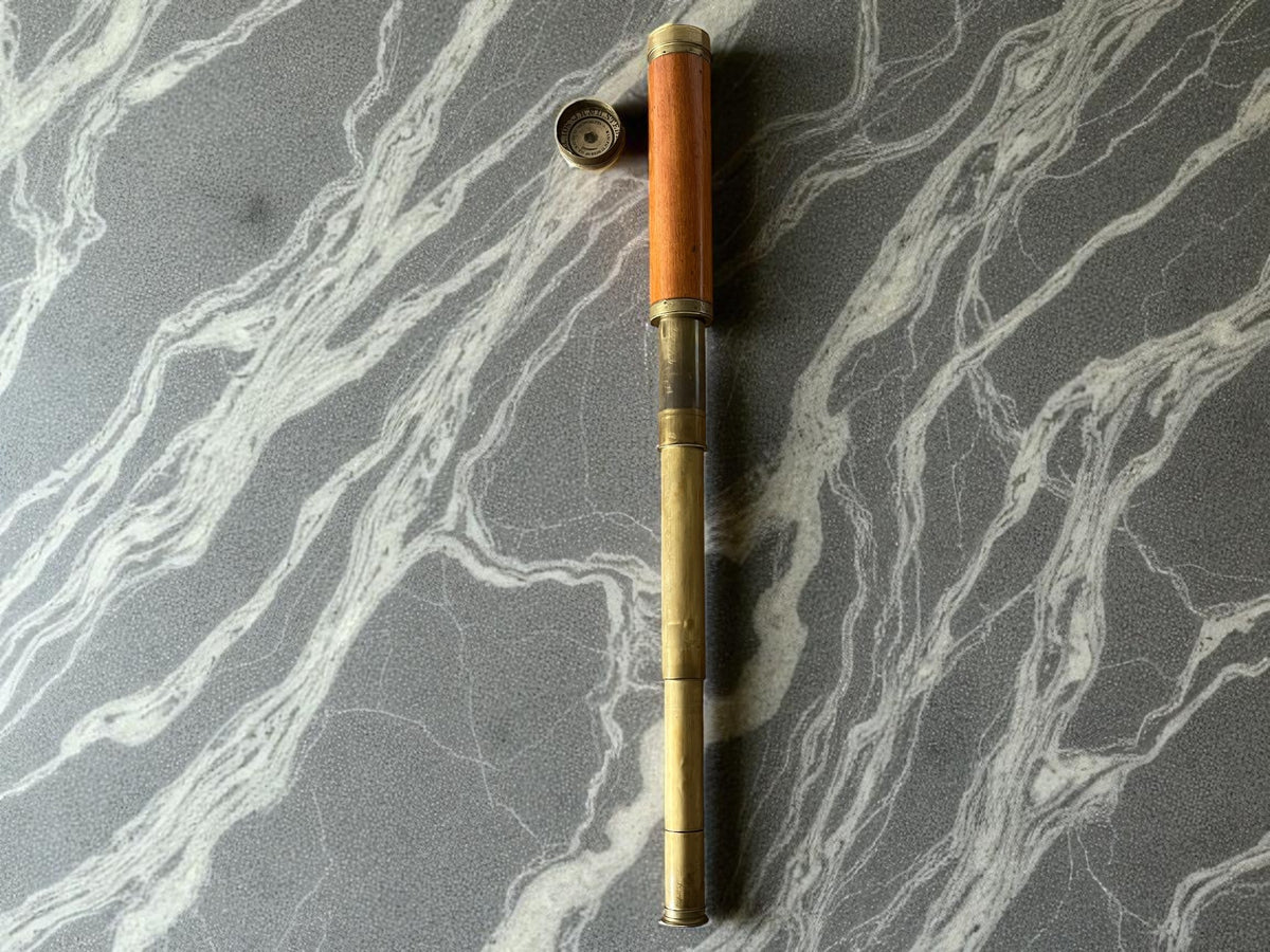 Antique Dollond London Brass & Wood Telescope
