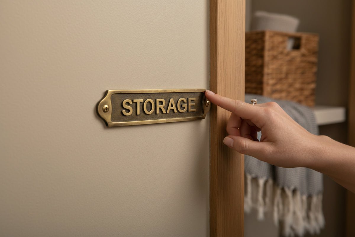 Solid Brass Storage Wall Sign