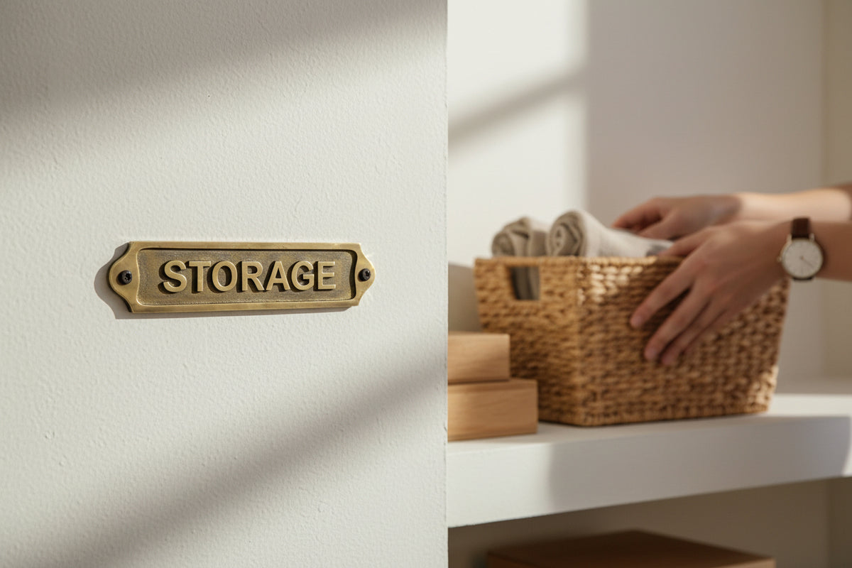 Solid Brass Storage Wall Sign