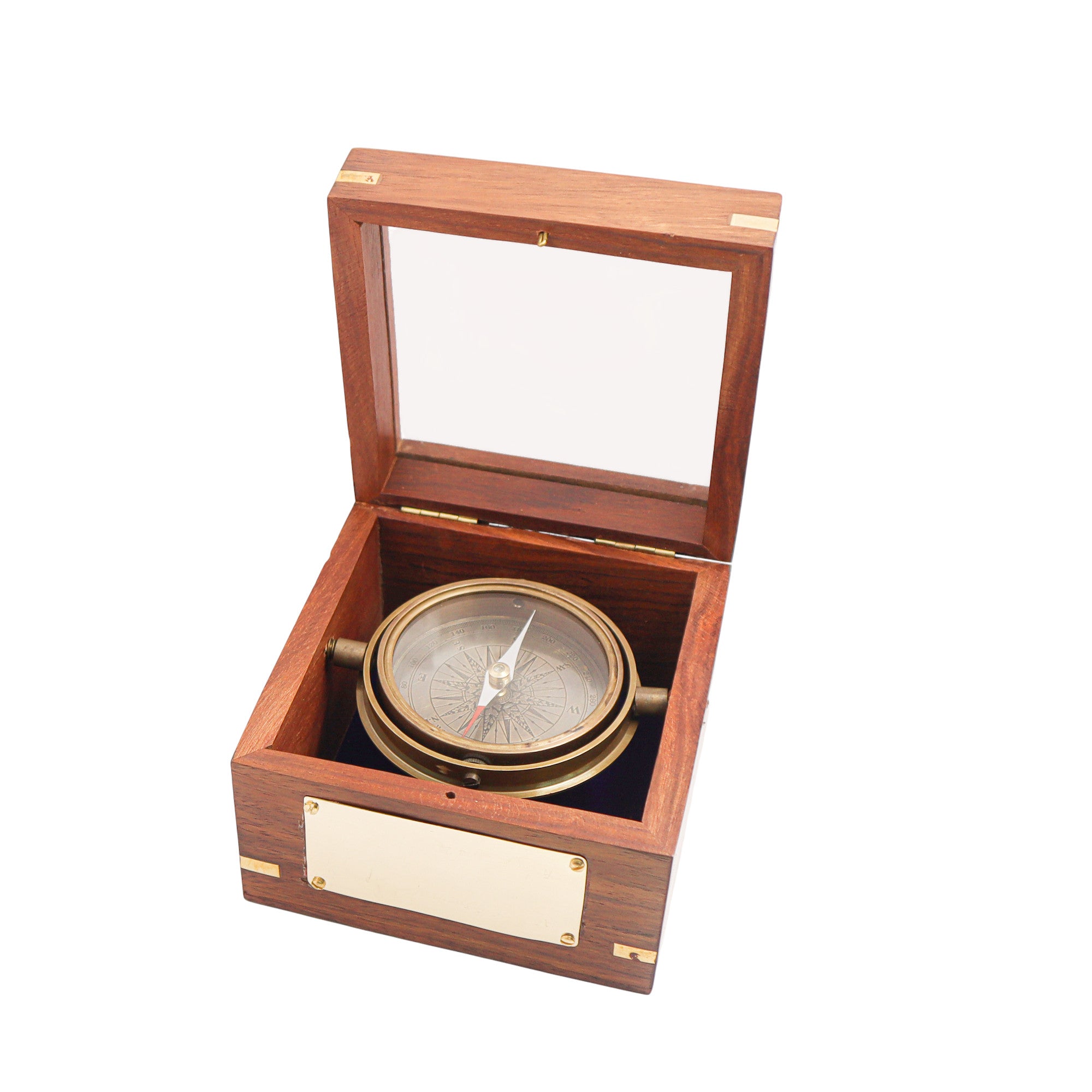 1st Anniversary Gift Personalised Brass Gimbal Compass
