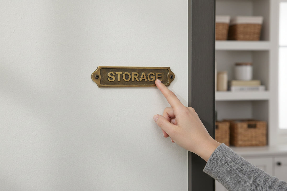 Solid Brass Storage Wall Sign