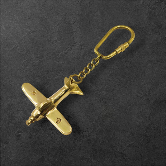 Vintage Style Brass Airplane Keyring