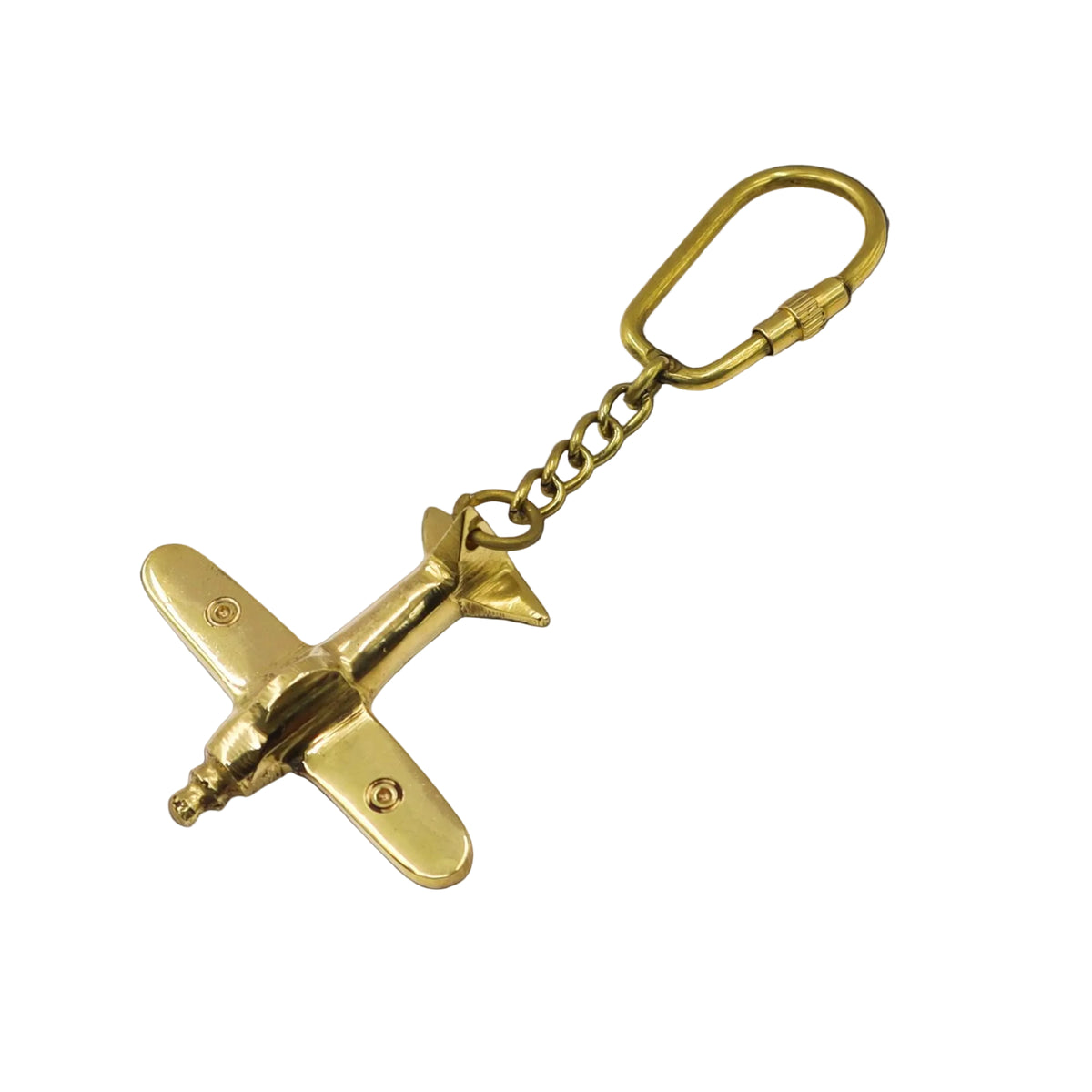 Vintage Style Brass Airplane Keyring
