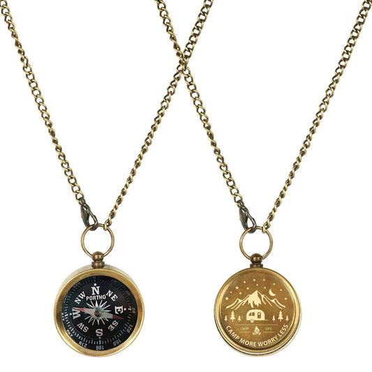 Personalised Vintage Style Bronze Compass Necklace