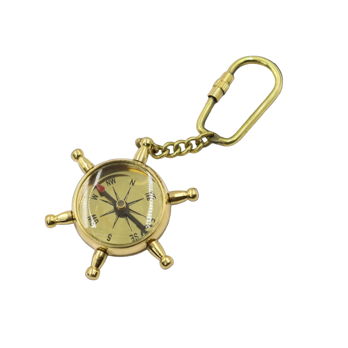 Brass Ship Wheel Compass Keyring