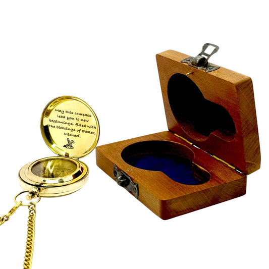 Engraved Brass Compass for Easter Gift
