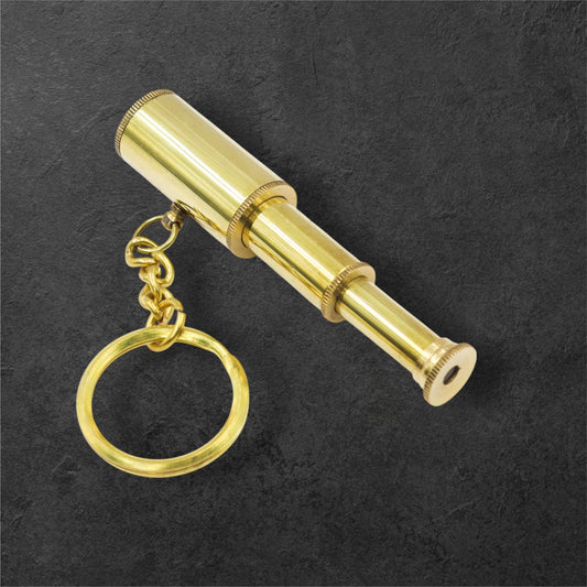 Custom Brass & Chrome Mini Telescope Keyring