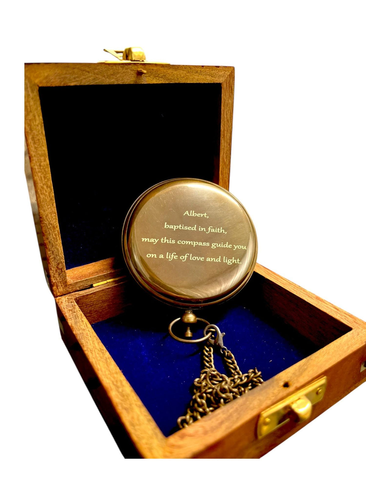 Personalised 3-Inch Gunmetal Sundial Compass Baptism Gift
