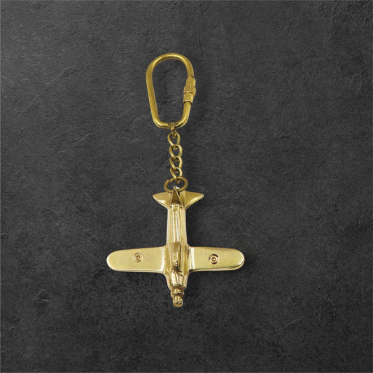 Vintage Style Brass Airplane Keyring