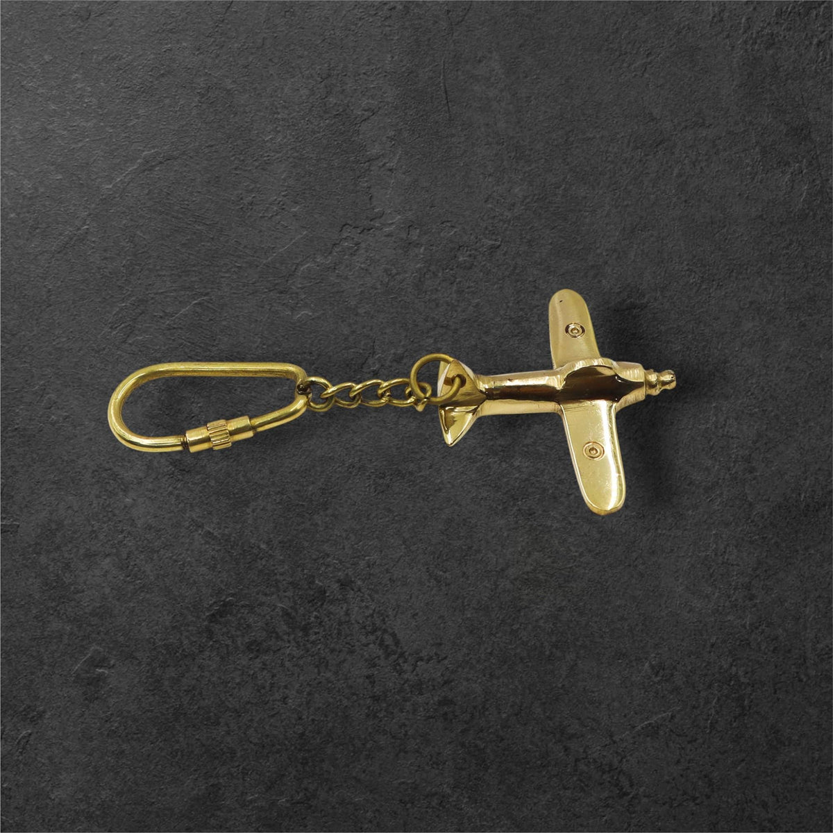 Vintage Style Brass Airplane Keyring