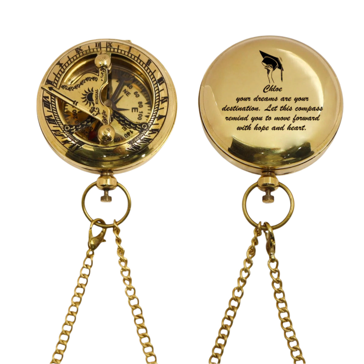 Personalised 2-Inch Brass Sundial Compass Graduation Gift