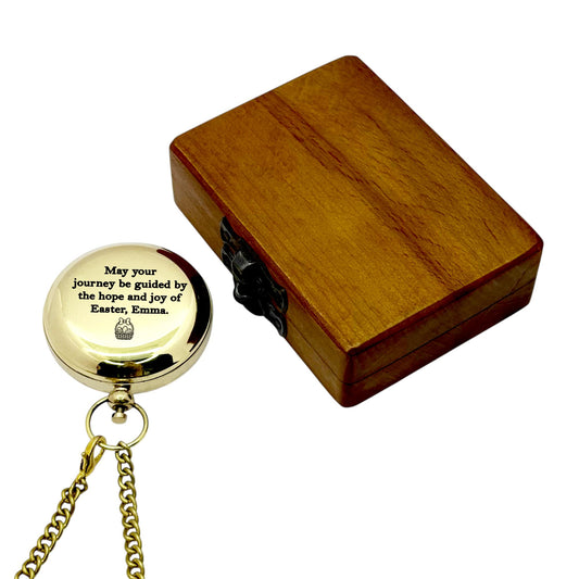 Engraved Brass Compass for Easter Gift