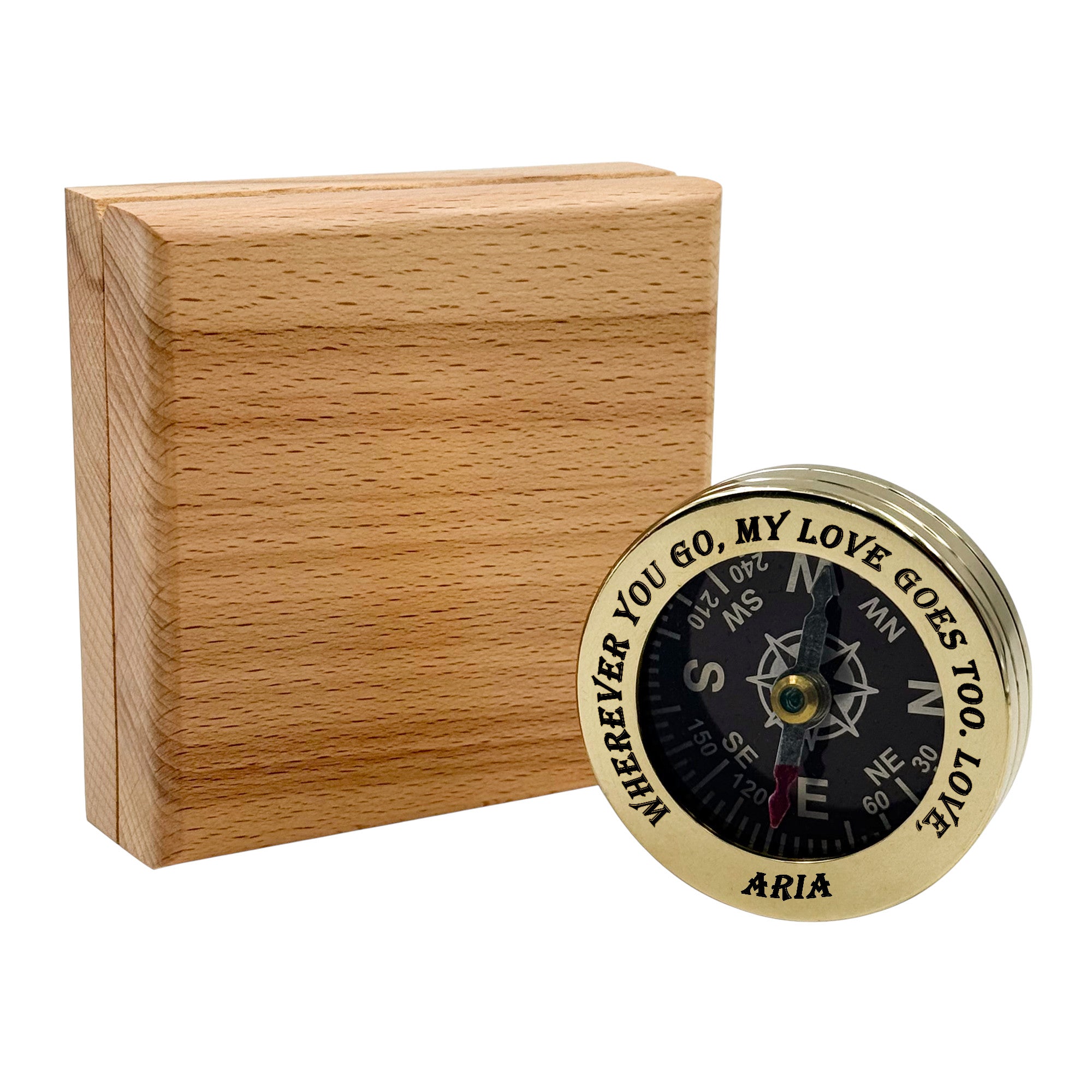 Personalised Brass Collar Compass