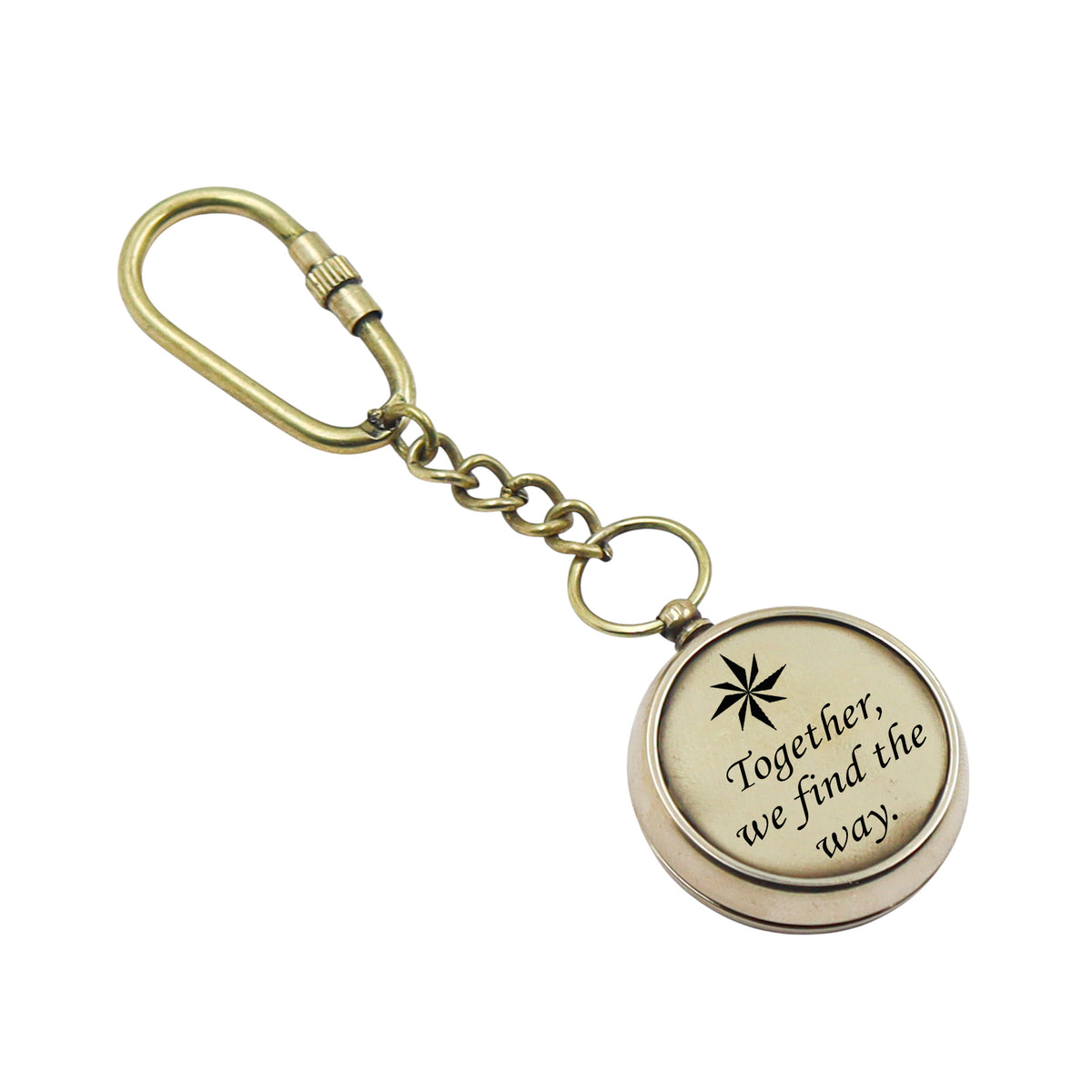 Personalized Brass Compass Keyring