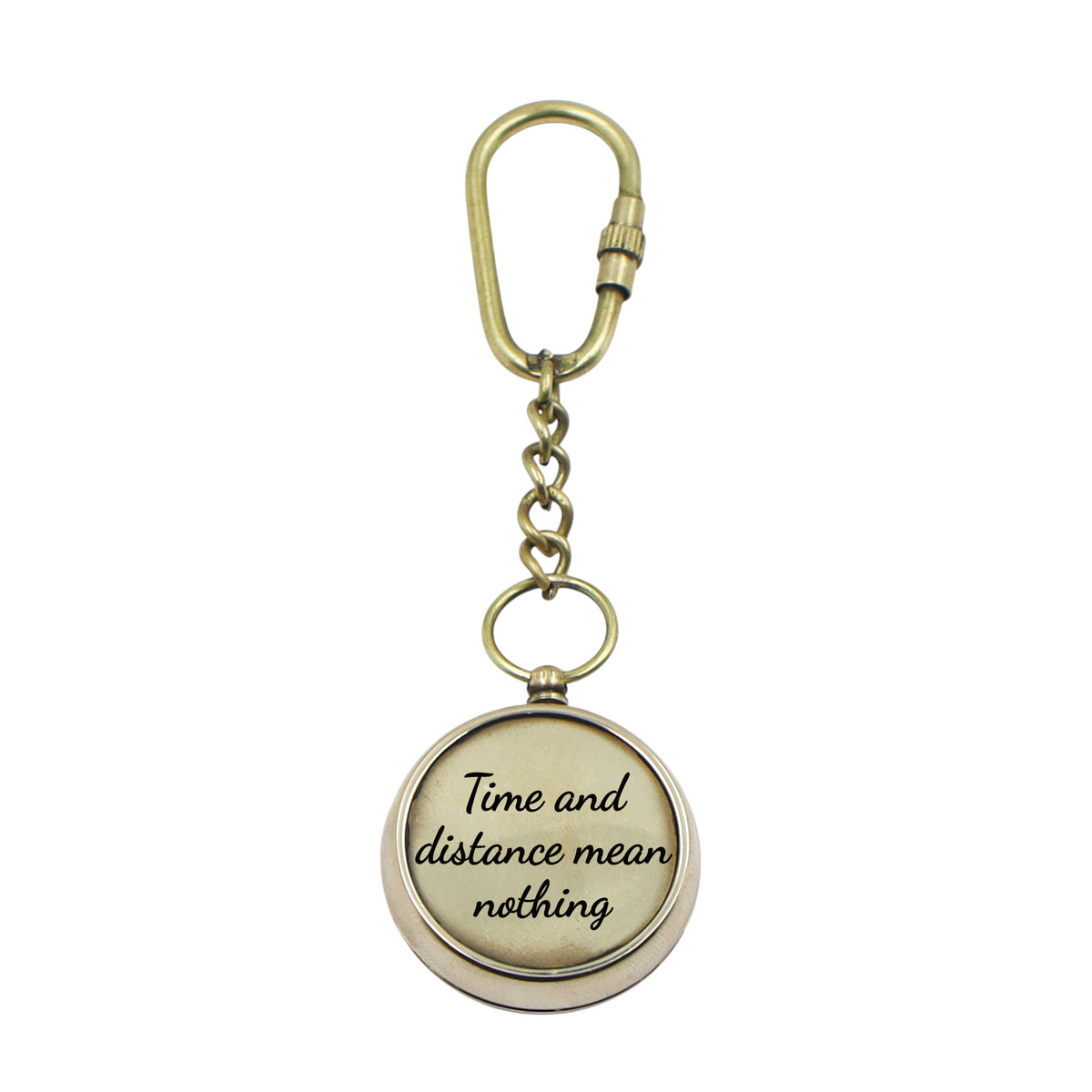 Personalized Brass Compass Keyring
