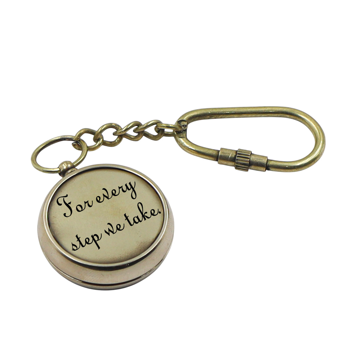 Personalized Brass Compass Keyring
