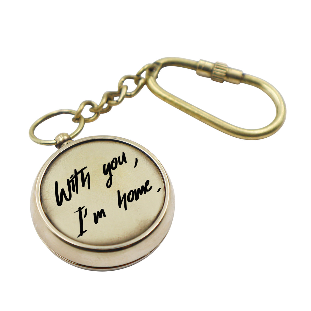 Personalized Brass Compass Keyring