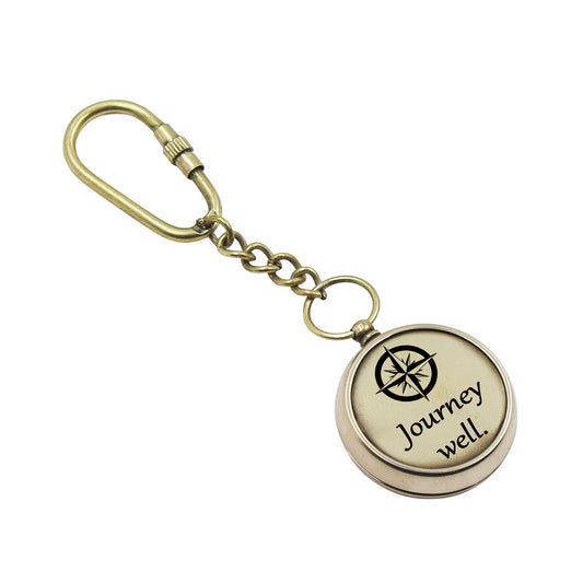 Personalized Brass Compass Keyring