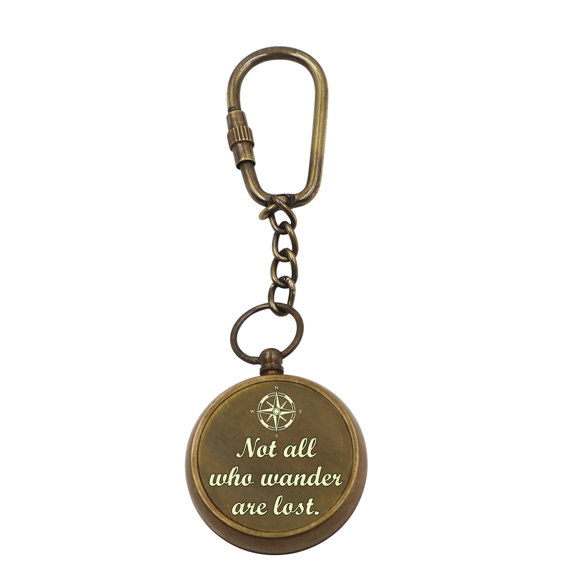 Personalized Bronze Compass Keyring