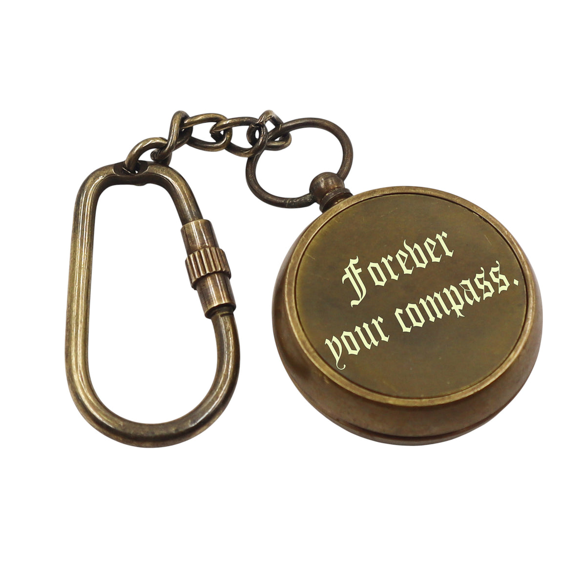 Personalized Bronze Compass Keyring