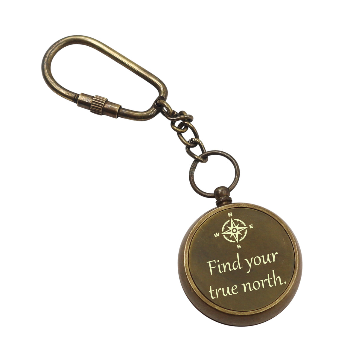 Personalized Bronze Compass Keyring