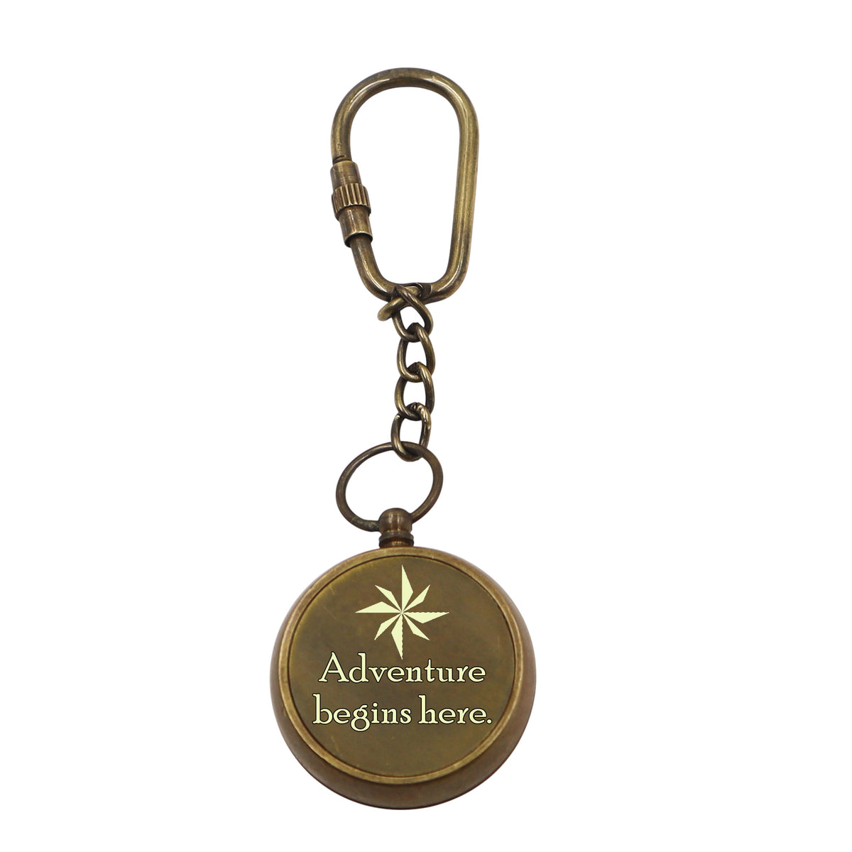 Personalized Bronze Compass Keyring