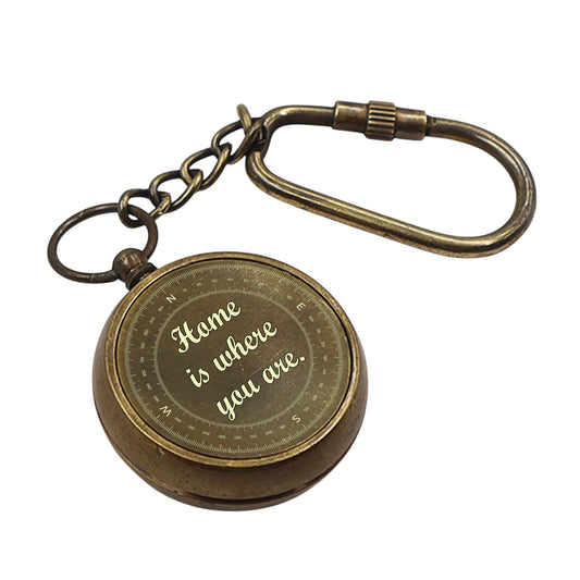 Personalized Bronze Compass Keyring