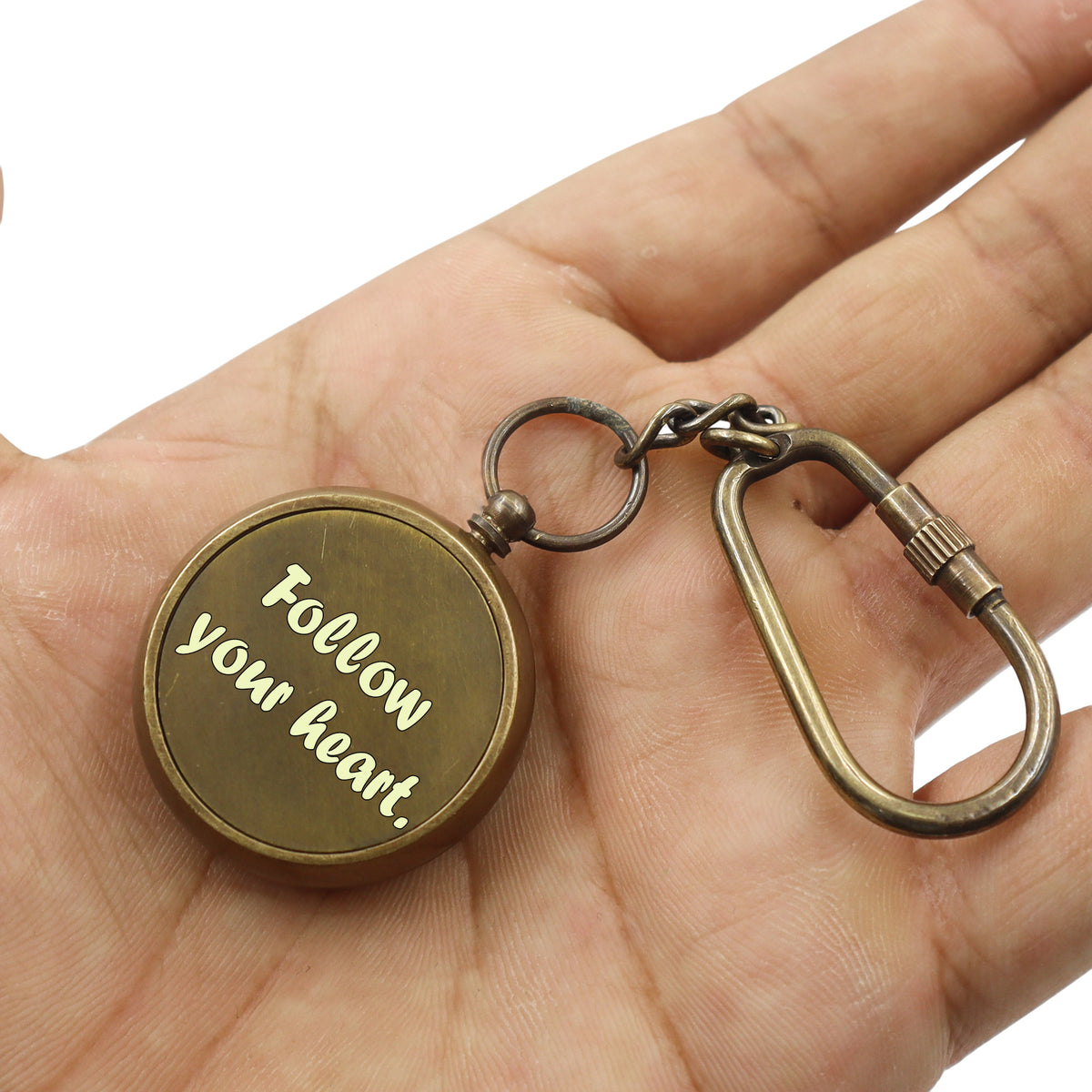 Personalized Bronze Compass Keyring