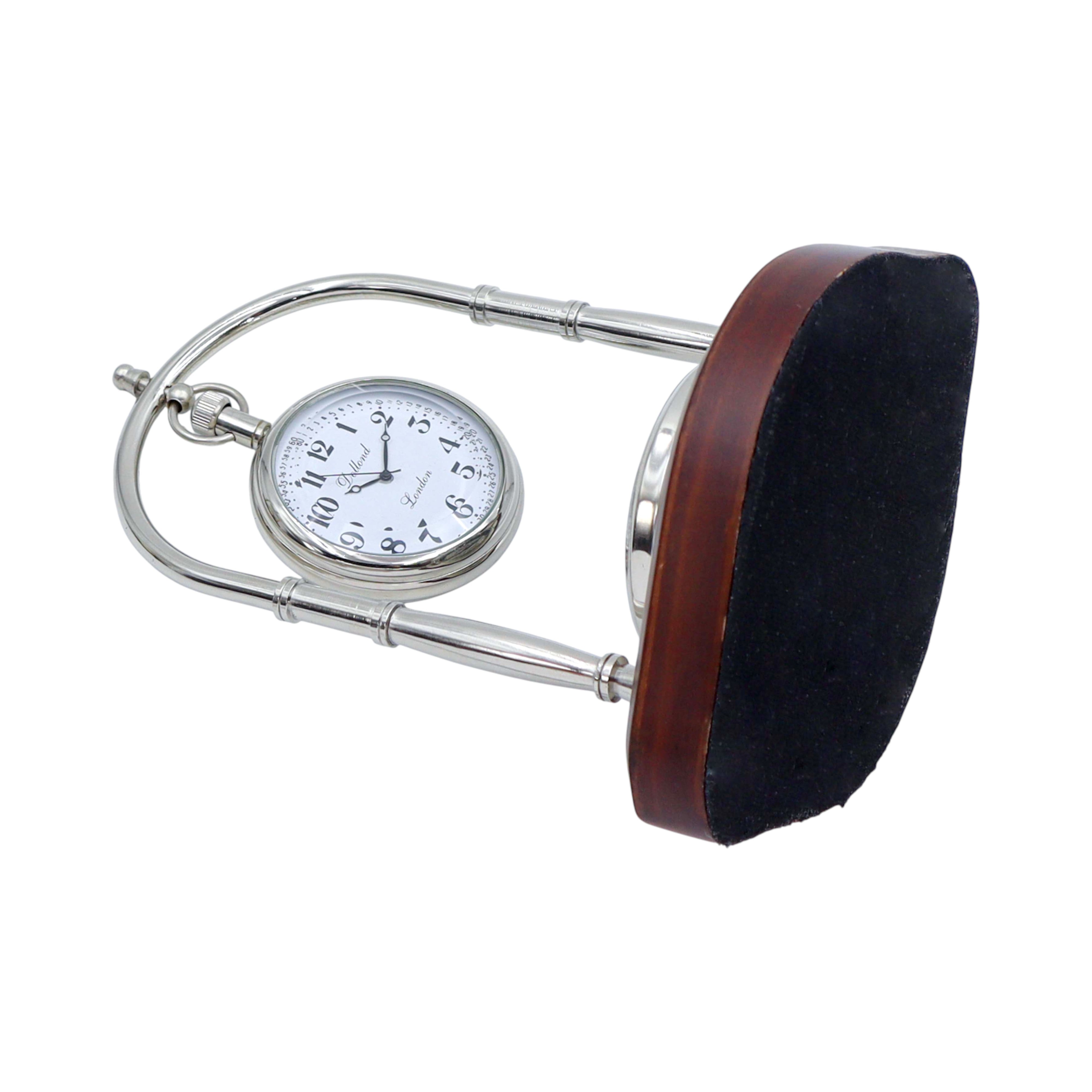 Personalised Silver Colour Desk Clock with Compass