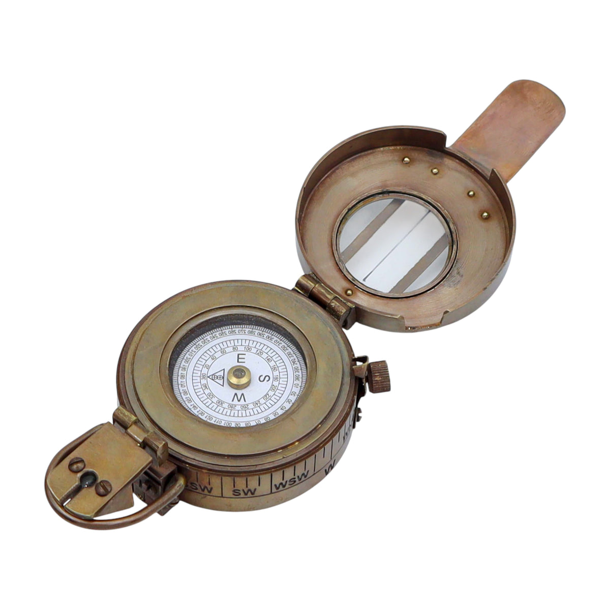 Personalised Bronze Prismatic Marching Compass with Wooden Box