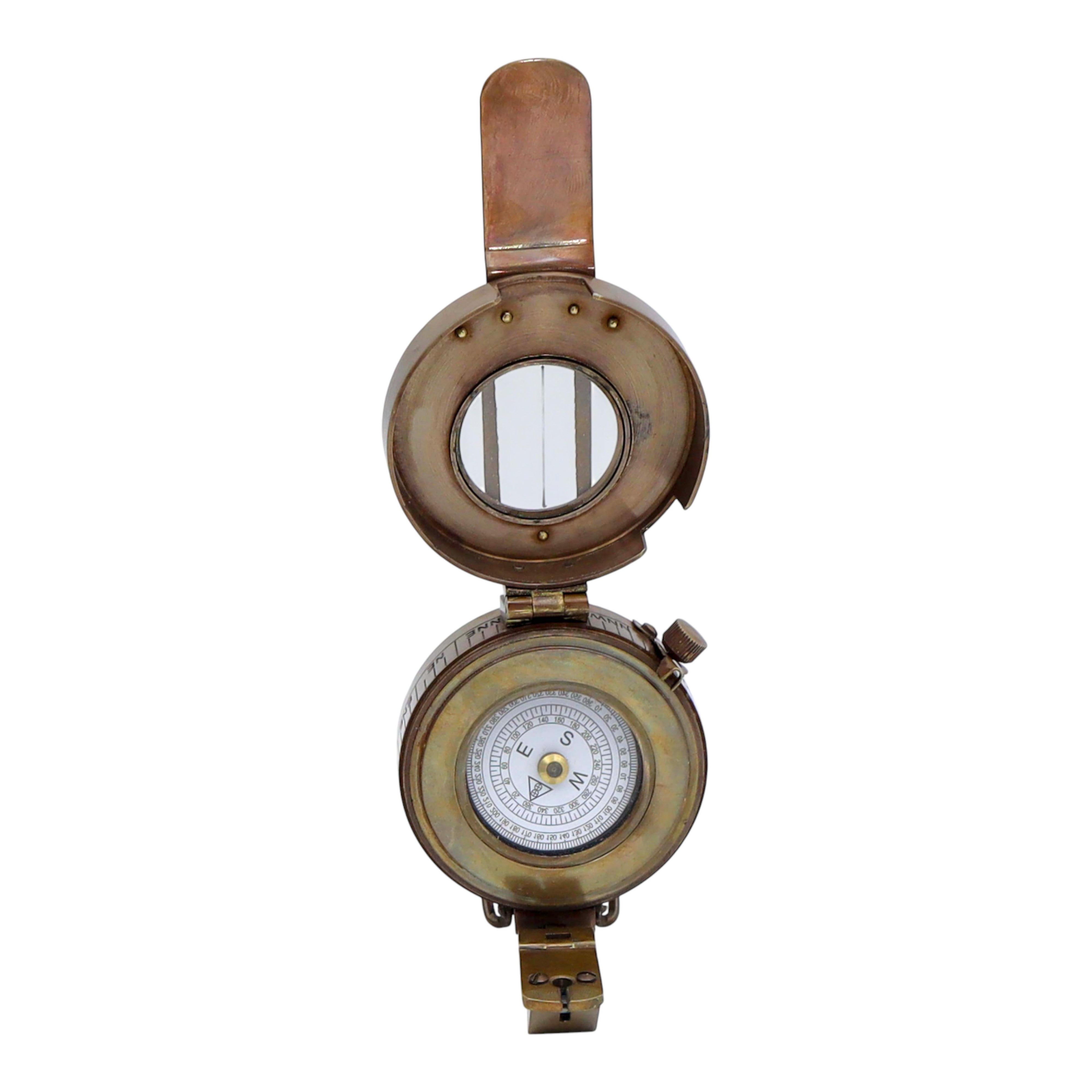 Personalised Bronze Prismatic Marching Compass with Wooden Box