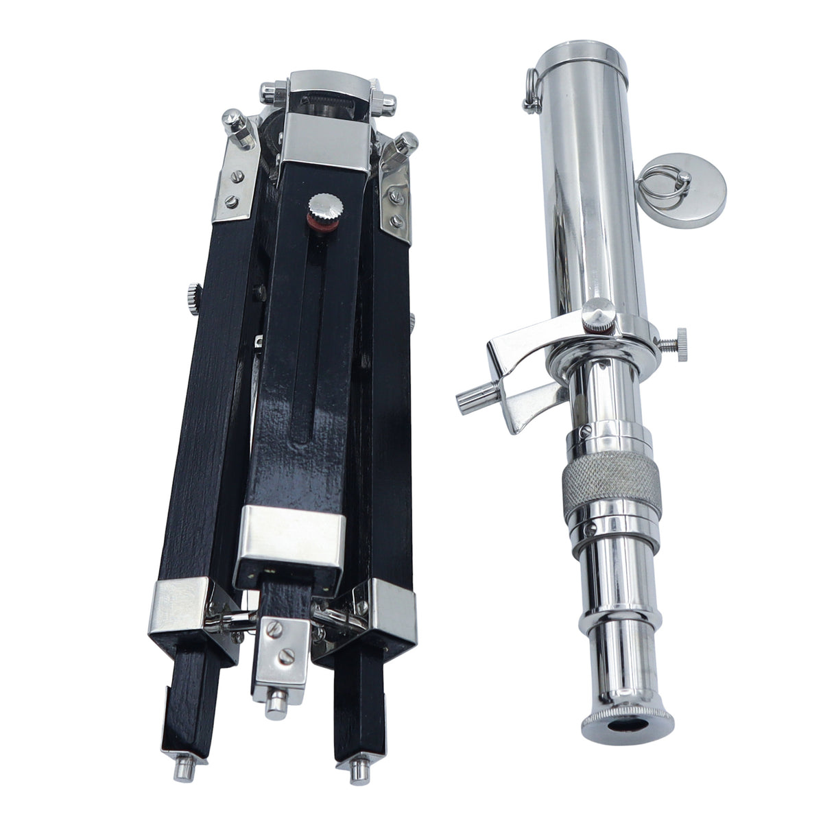Personalised Chrome Telescope with Black Wooden Tripod