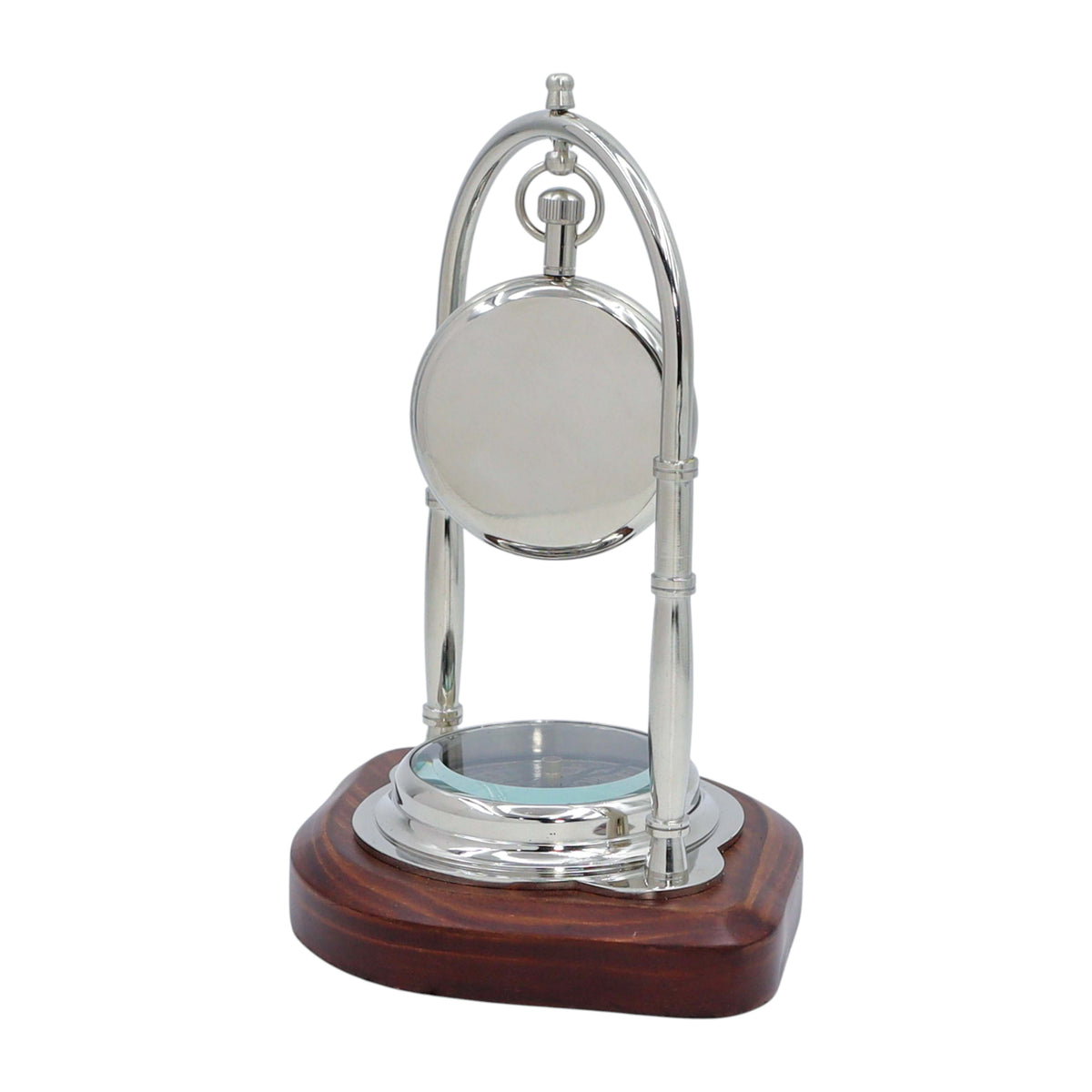 Personalised Silver Colour Desk Clock with Compass