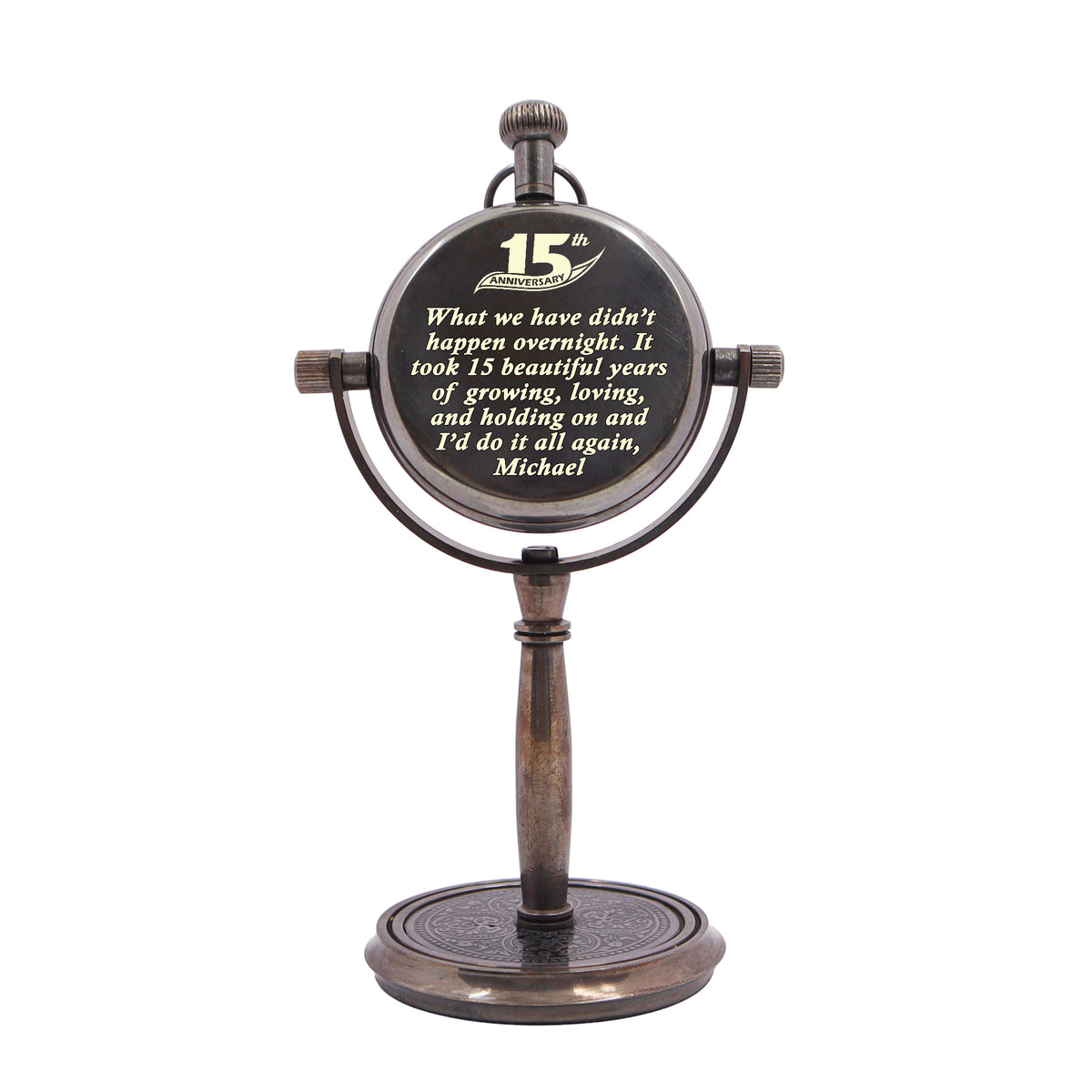 Personalized 15th Crystal Anniversary Desk Clock