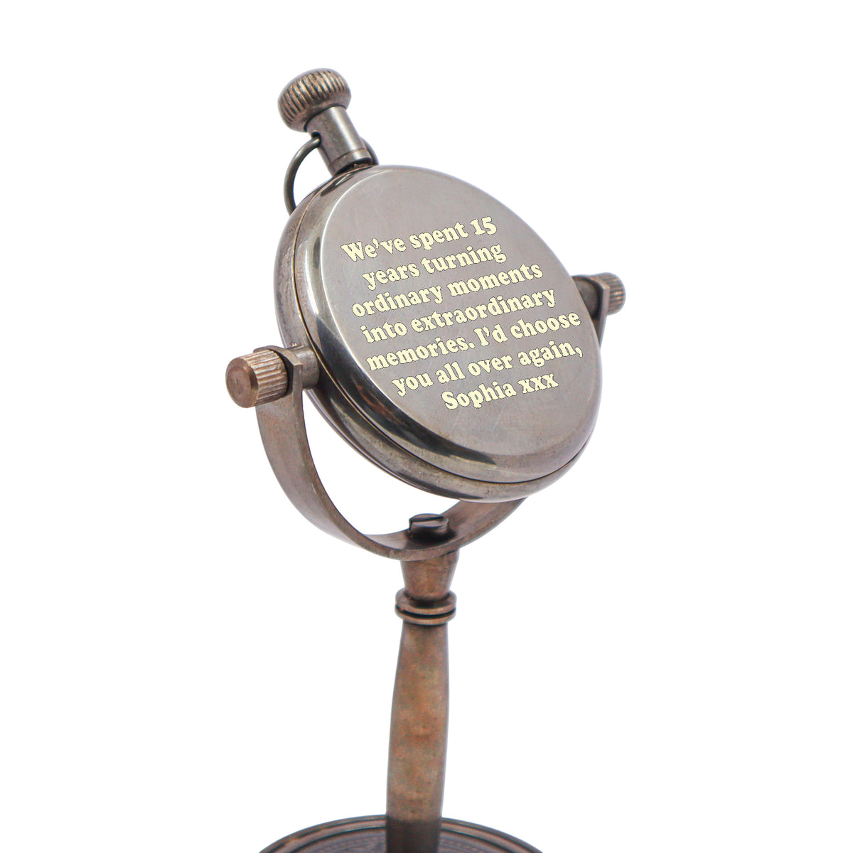 Personalized 15th Crystal Anniversary Desk Clock