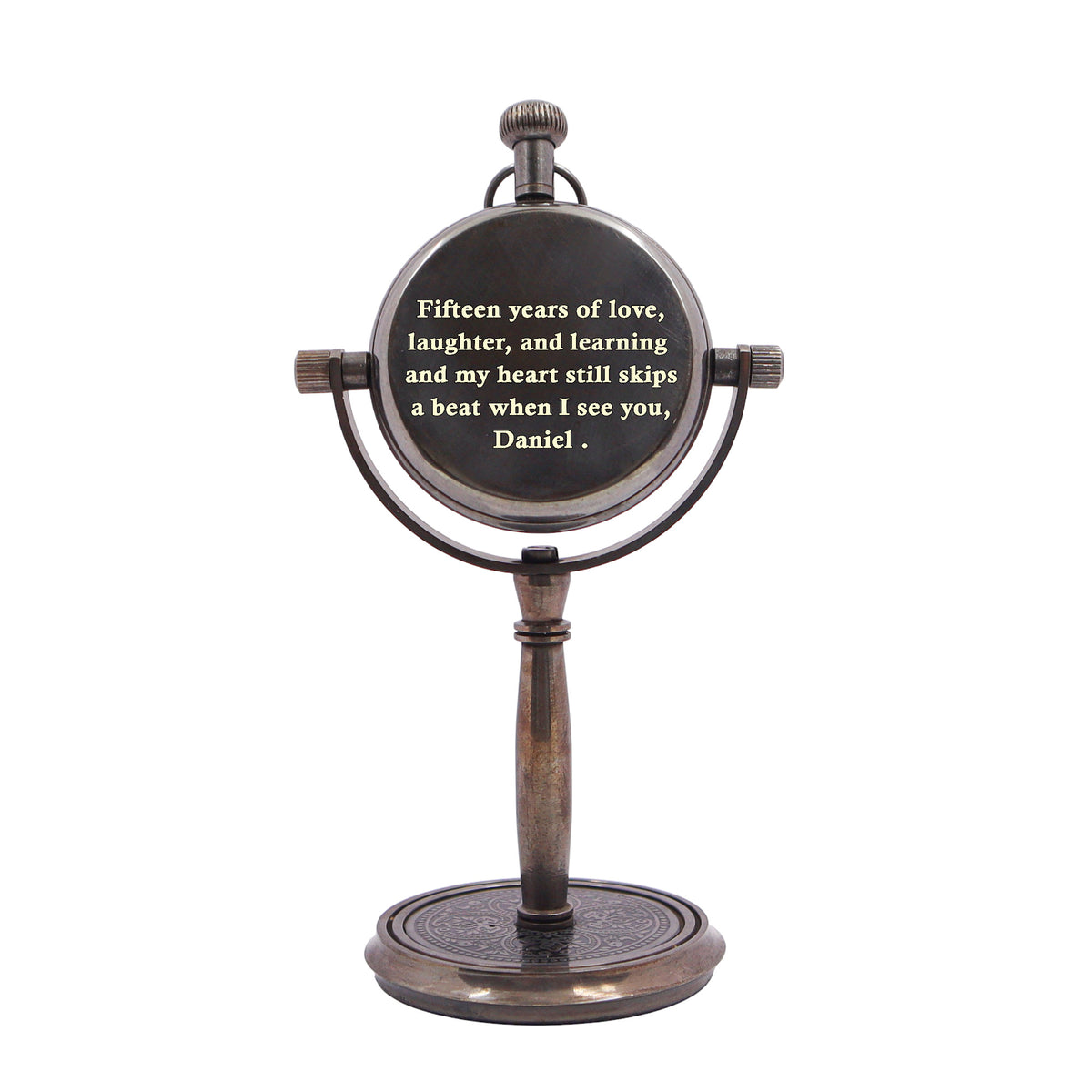Personalized 15th Crystal Anniversary Desk Clock