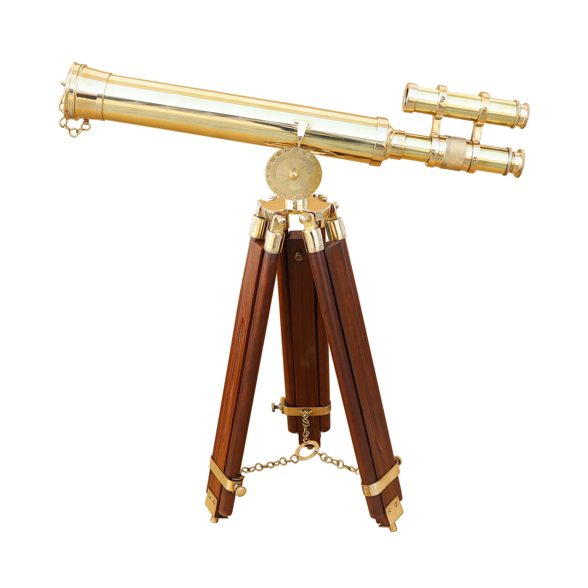 Custom 23-Inch Brass Double Barrel Telescope Tripod