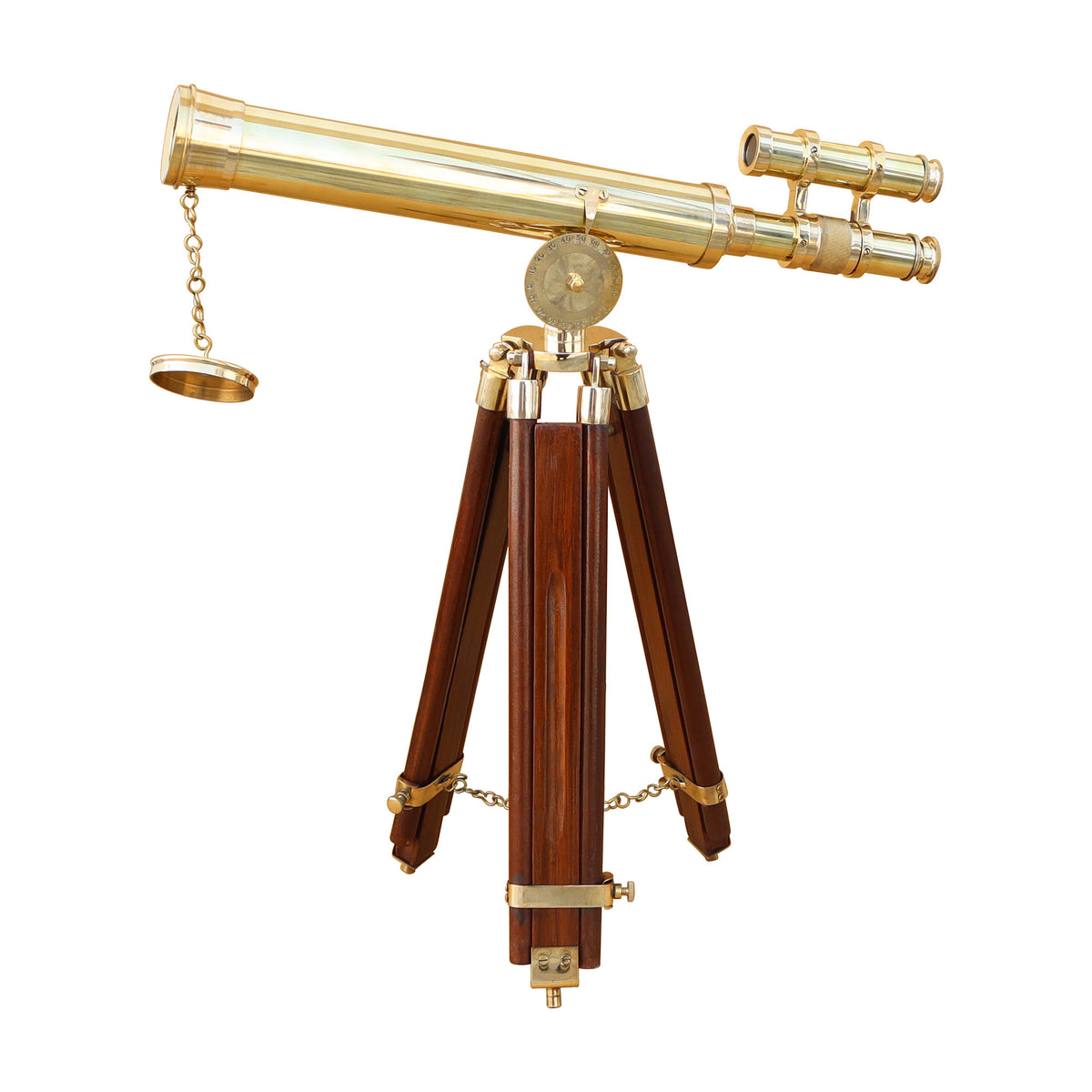 Custom 23-Inch Brass Double Barrel Telescope Tripod