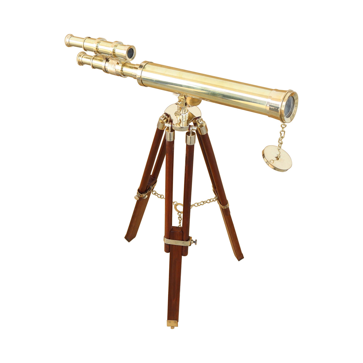 Custom 23-Inch Brass Double Barrel Telescope Tripod