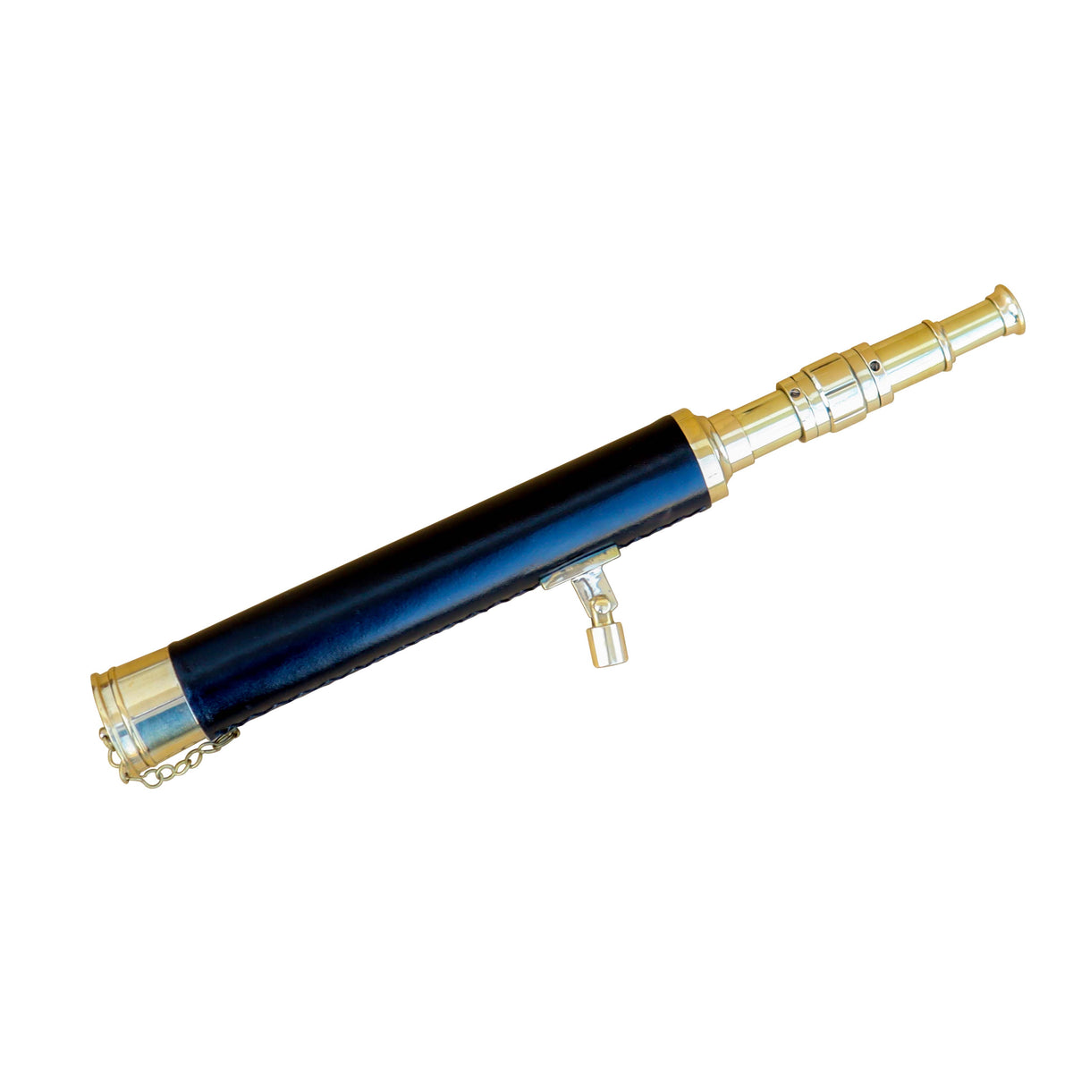 Black Leather & Brass Tabletop Telescope