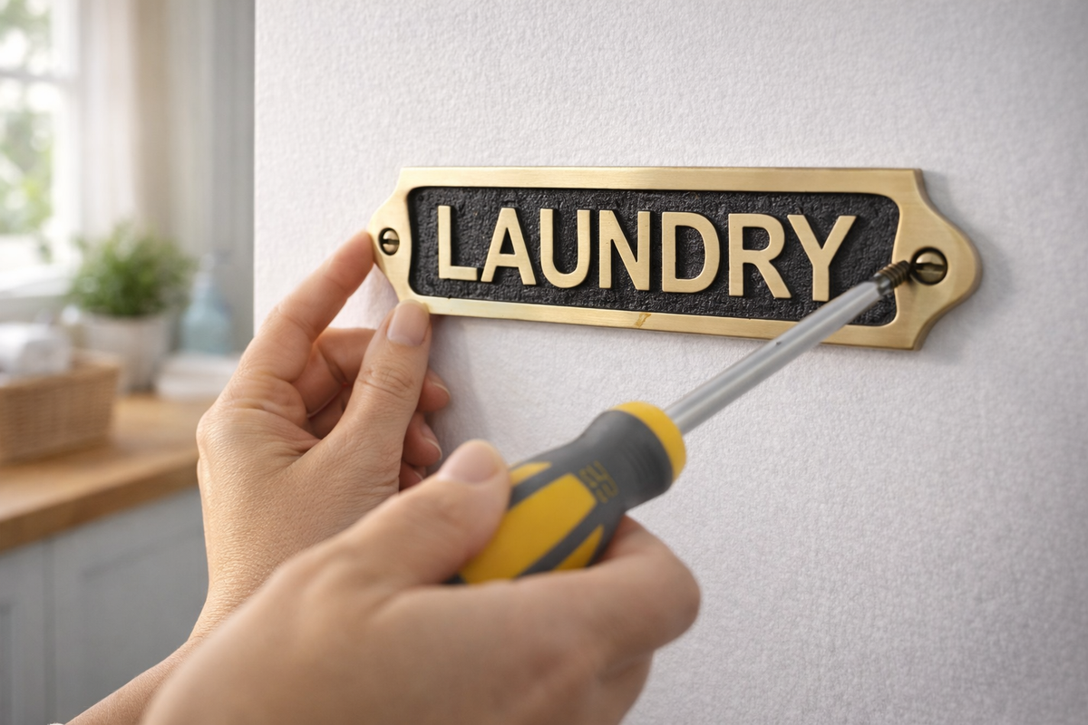 Solid Brass Laundry Sign