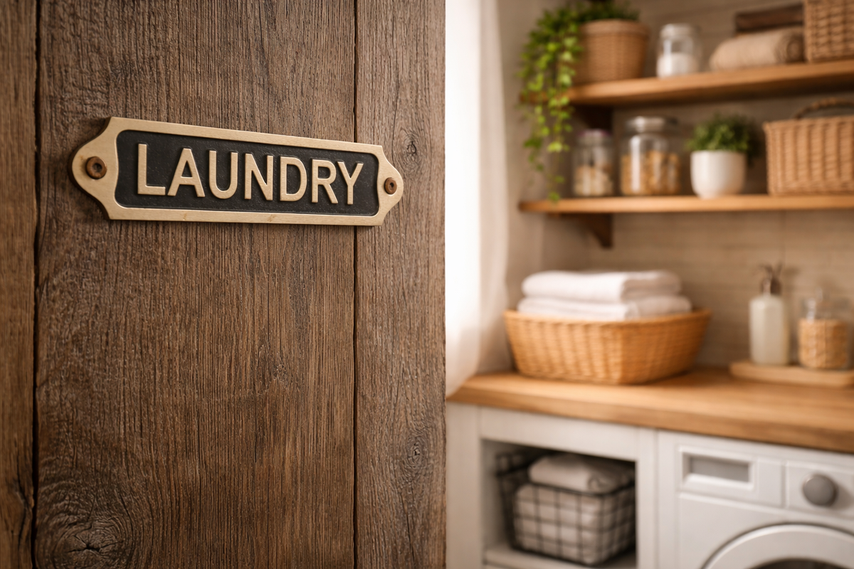 Solid Brass Laundry Sign
