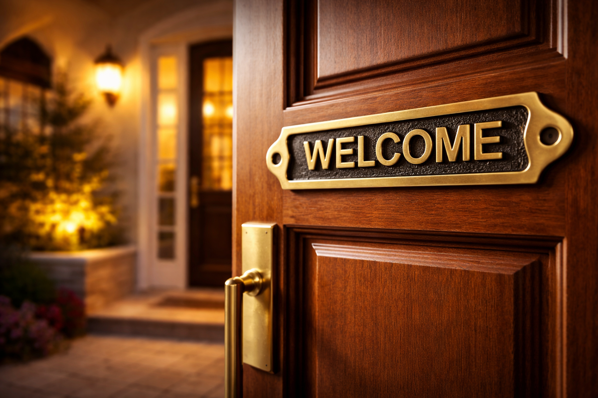 Brass Welcome Door Plaque