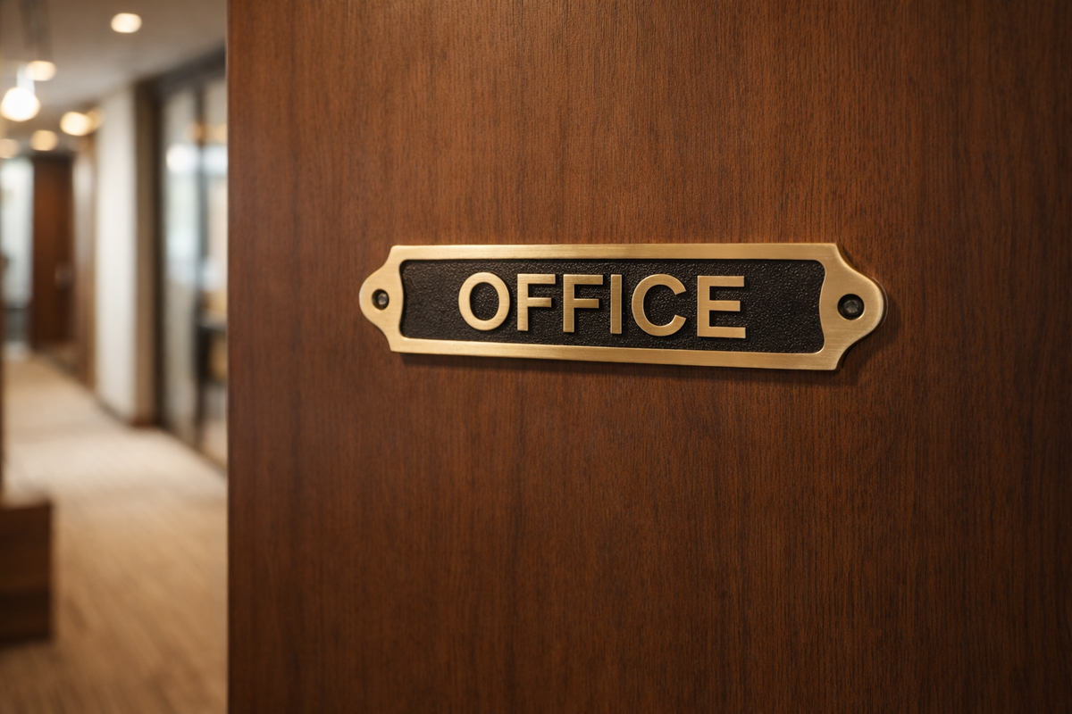 Personalised Office Brass Plaque