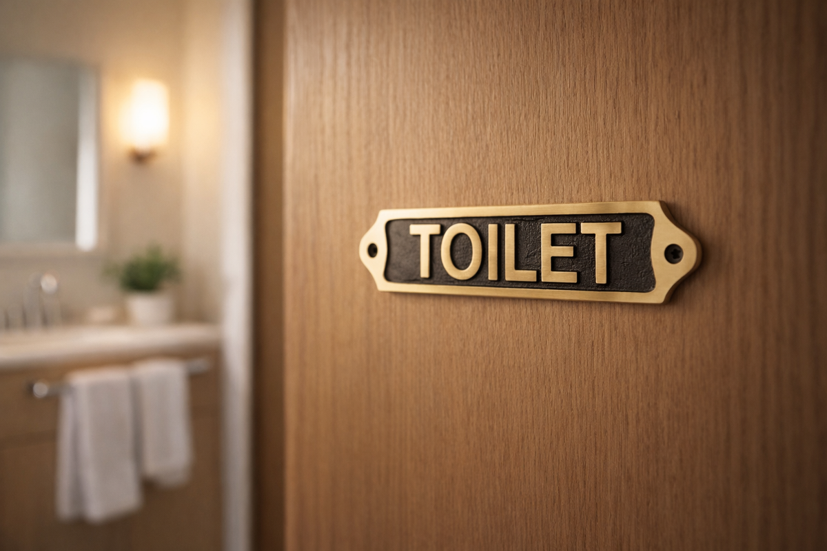 Toilet Solid Brass Plaque