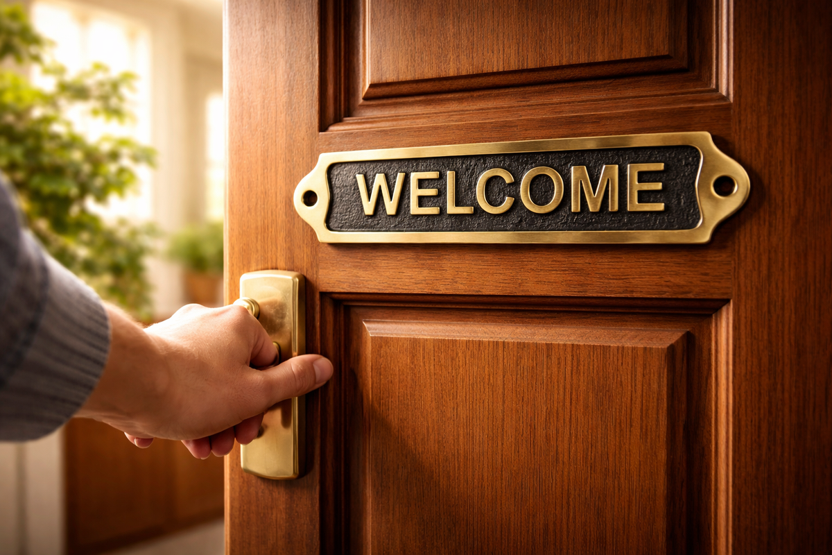 Brass Welcome Door Plaque