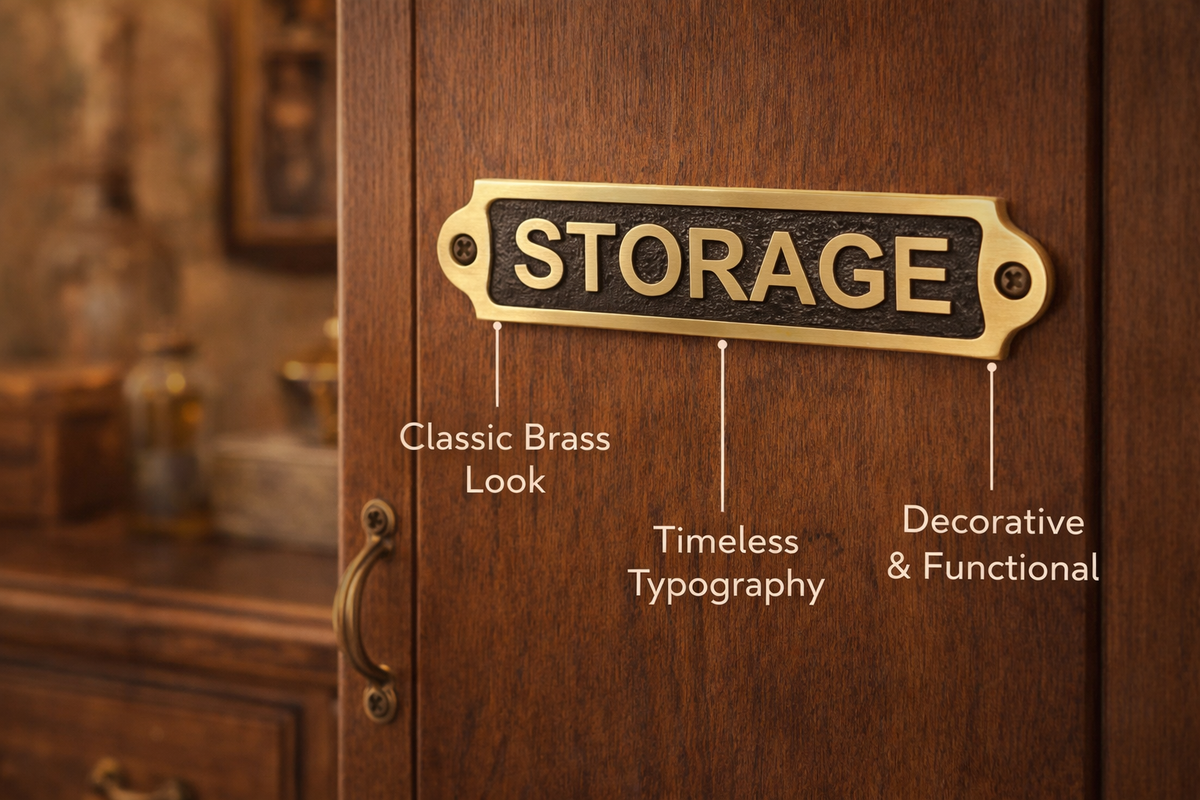 Solid Brass Storage Wall Sign