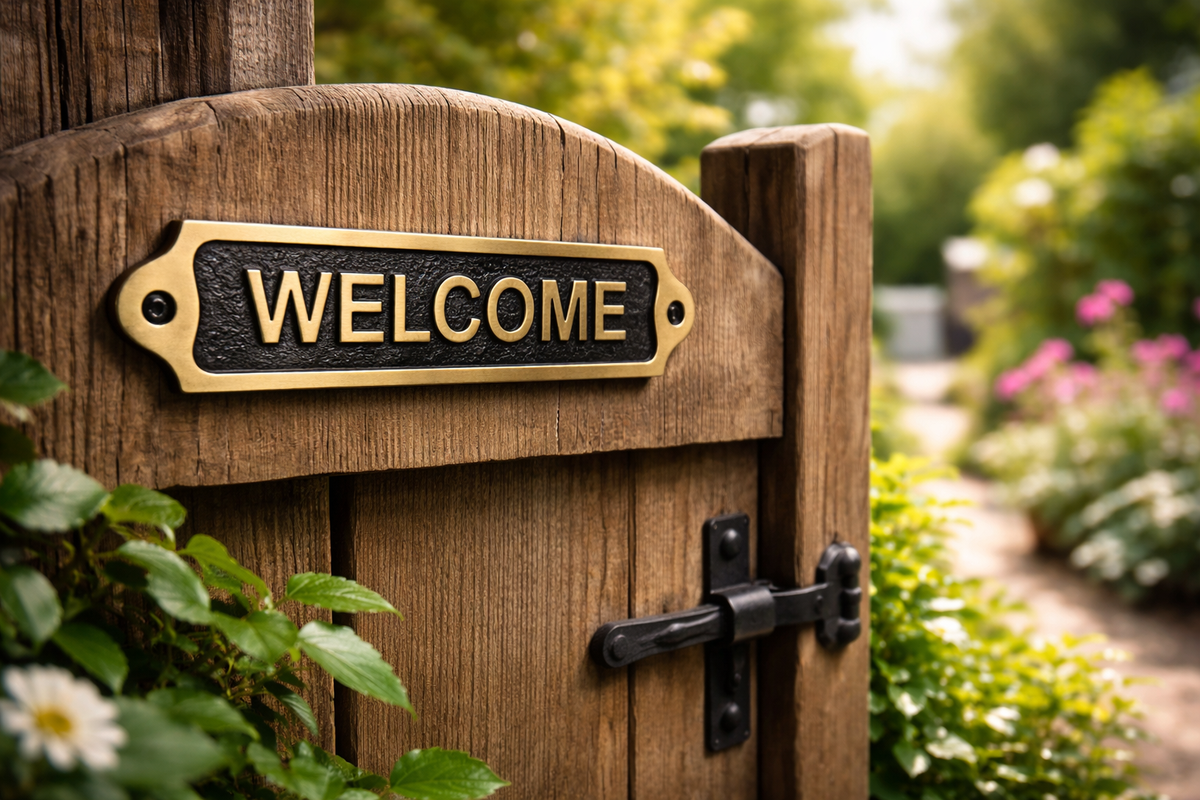 Brass Welcome Door Plaque