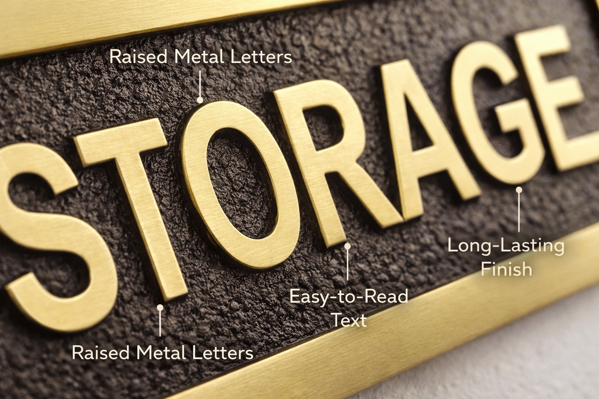 Solid Brass Storage Wall Sign