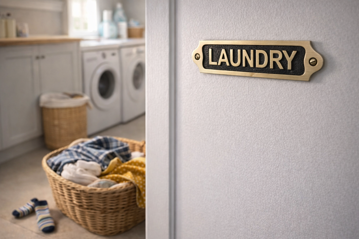 Solid Brass Laundry Sign